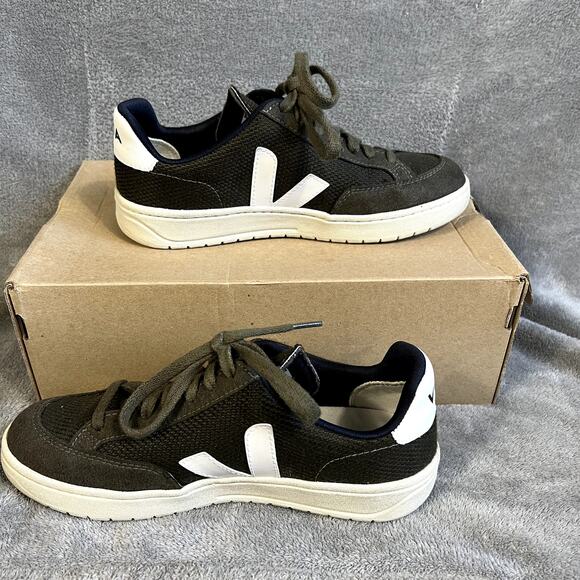 Veja V-10 Suede Sneakers Olive Green Women's 7 Low Top White Trainer Sustainable - Picture 9 of 9